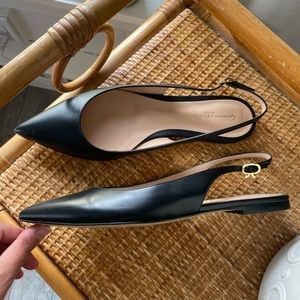 Gianvito Rossi Black Slingback Leather Flats 37